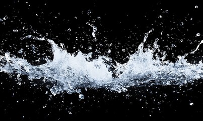 Obraz premium Dynamic splash of water against a black background, capturing fluid motion and energy.