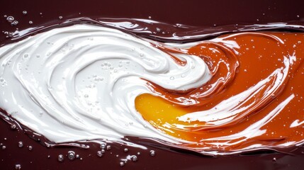 Swirling Chocolate  Caramel    White Cream Abstract Food Background