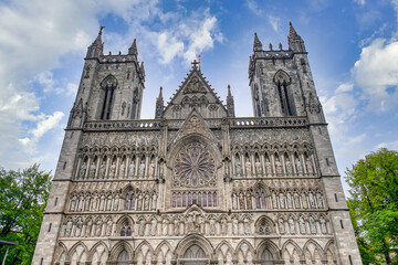 Fototapeta premium Nidaros Cathedral is the name given to the Lutheran cathedral in Trondheim, Norway, a city that was known in the Middle Ages as Nidaros