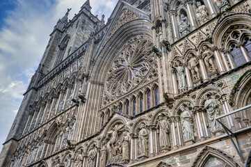 Obraz premium Nidaros Cathedral is the name given to the Lutheran cathedral in Trondheim, Norway, a city that was known in the Middle Ages as Nidaros