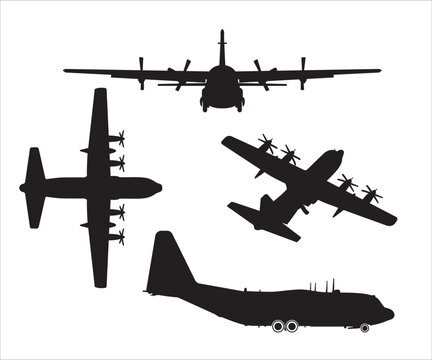 Lockheed Martin C-130 Hercules svg, Military Aircraft Vectors, Military aircraft vector, Aviation Clipart, C-130 Hercules Silhouette Bundle