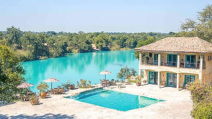 Luxury Tropical Resort with Pool and Lake View