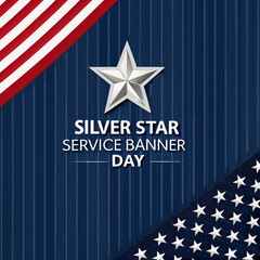 A tall white flagpole with two flags for Silver Star Service Banner Day