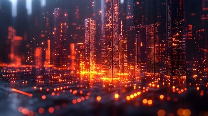 Obraz premium Neon Cityscape at Night