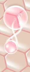 Hyaluronic acid and Niacinamide skin solutions ad. pink collagen serum drops into skin cells with cosmetic advertising background ready to use, illustration vector.