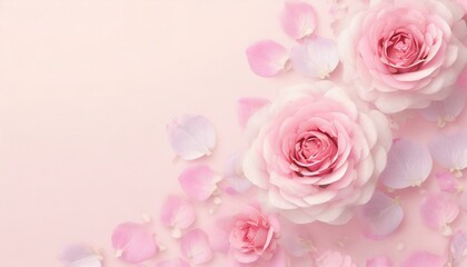Naklejka premium Illustration of rose frame on pink background. Wedding, Valentine's Day, Mother's Day Concept.