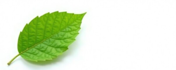 Fototapeta premium Single leaf isolated on white background with veins, leafy greens, leaves