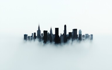 Fototapeta premium Dark Cityscape Emerging From Thick Fog