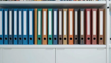 Colorful Bindings on a Shelf in a Modern Office Setting