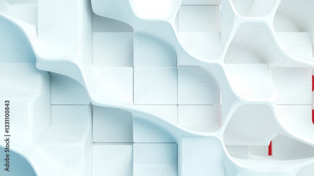 Aufkleber abstract white cube 3d render futuristic architecture design minimalist background