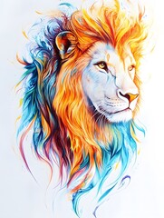 magic_fire_lion_on_white_background