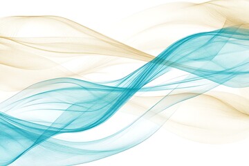 Abstract Wave Art with Beige and Teal Colors
