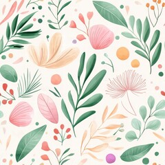 Fototapeta premium Seamless pattern with Watercolor Flora Pattern Art