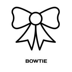 Bowtie editable stroke outline icon isolated on white background flat vector illustration, black outline, Pixel perfect