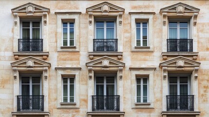 Obraz premium A building with nine strategically placed windows on the facade, adhering to the photographic principle for visual balance.