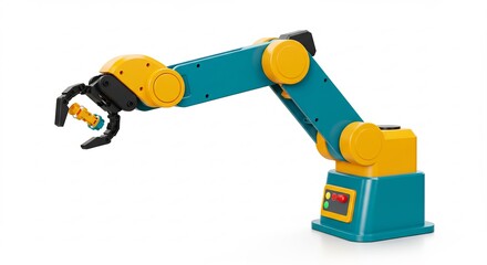 Robotic Arm Precisely Grasps Object Bright Studio Lighting. AI Generated