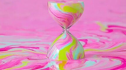 Creative colorful hourglass art studio photography abstract low angle time concept
