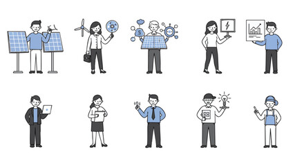 Renewable Energy and Sustainability Vector Illustration Pack on Plain White Background - Professional Environment AI File