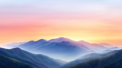 Fototapeta premium Pastel Sunset over Hazy Mountain Range