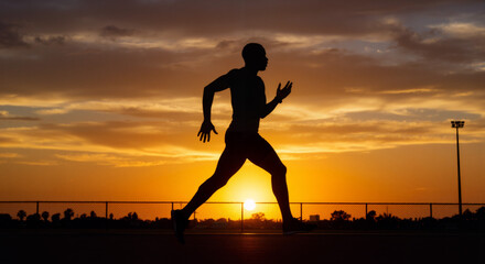 Runner Sprinting at Sunset