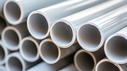 Stacked Grey PVC Pipes for Construction and Plumbing Use