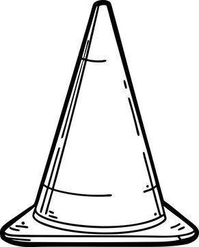 recommend clip art: Illustrated orange traffic cone caution, safety, construction site symbol in outline
