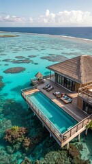 Obraz premium Luxury Overwater Bungalows with Turquoise Lagoon View - Tropical Island Getaway