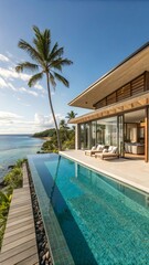 Obraz premium Luxury Cliffside Villa with Infinity Pool and Ocean View - Tropical Island Retreat