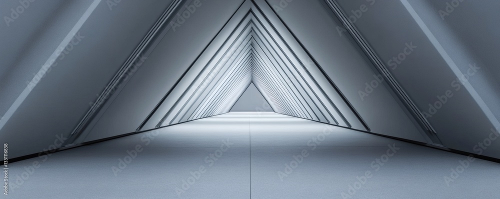 Poster an interior architectural abstract perspective view of a triangular tunnel