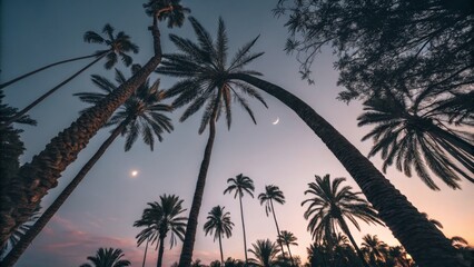 Palm Trees Against Twilight Sky