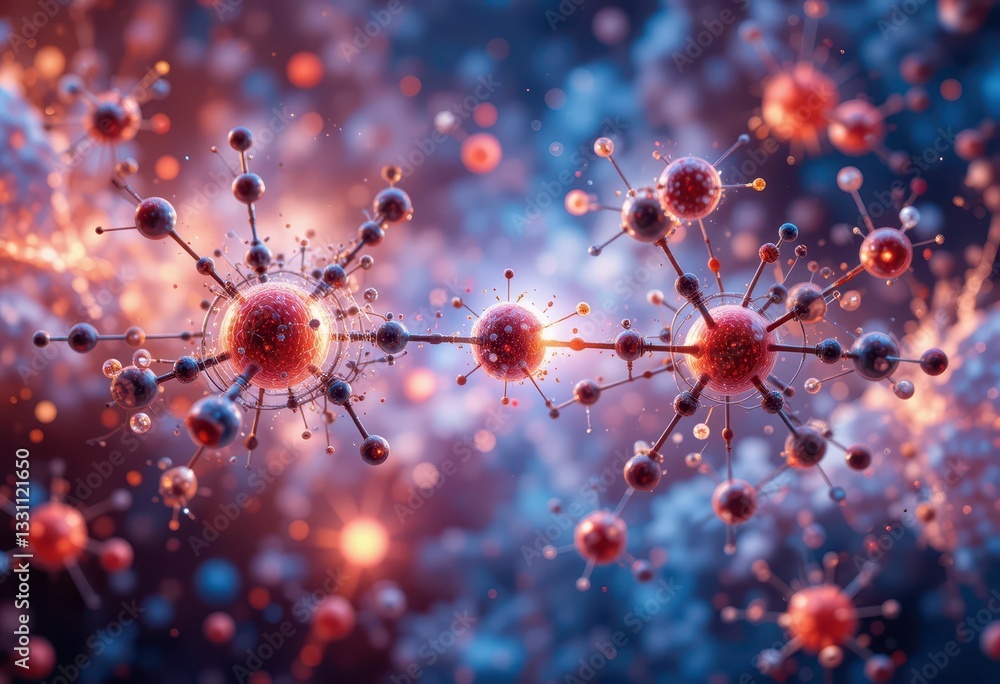 Poster stunning visualization of molecular structure with colorful effects