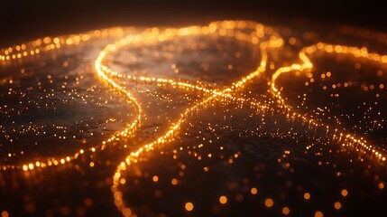 Glowing energy streams over dark surface.