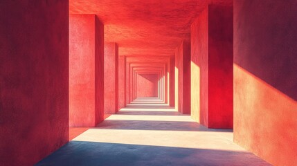 A perspective path leading to a central vanishing point forms a geometric pattern of minimalist windows.