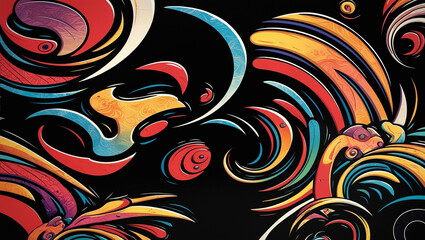 Abstract Colorful Lines 3d Illustration Contrast Color With Black Background, with full red gradient color, simple elegant, simple background