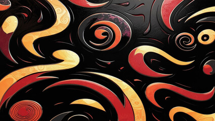 Abstract Colorful Lines 3d Illustration Contrast Color With Black Background, with full red gradient color, simple elegant, simple background