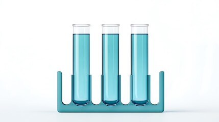 Three Test Tubes with Light Blue Liquid: A 3D Render AI Generated