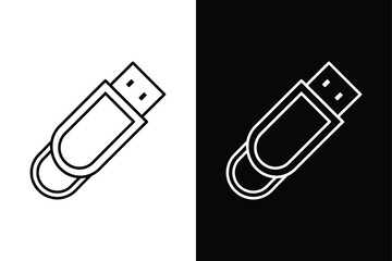 Minimalist USB Icon Simple Line Vector Design for Digital Use