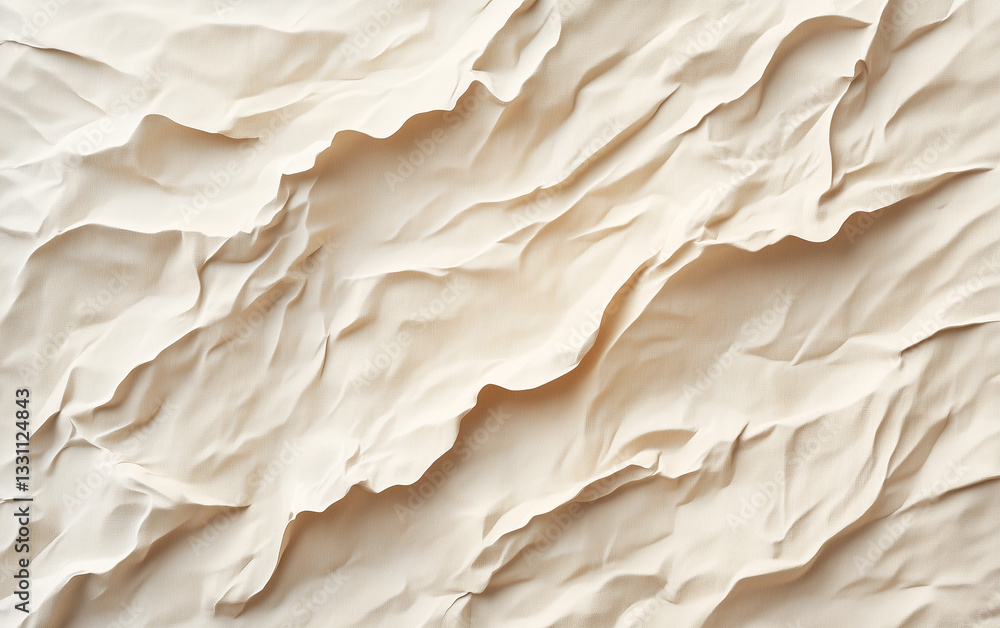 Poster abstract beige draped fabric texture cream wrinkled cloth background soft wave pattern