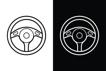 Car Steering Wheel Line Icon. Minimalist Vector for Automotive Design