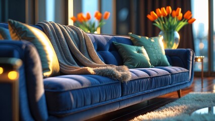 Modern Living Room with Morning Sunlight: Minimalistic Elegance and Inviting Ambiance