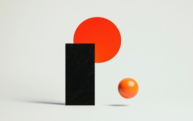 Abstract Composition With Orange Circle And Black Rectangle