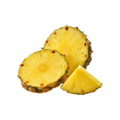 Sliced pineapple fruit on transparent background