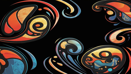 Abstract Colorful Lines 3d Illustration Contrast Color With Black Background, with full red gradient color, simple elegant, simple background