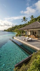 Fototapeta premium Overwater Villa with Private Pool in Tropical Paradise - Luxury Island Getaway