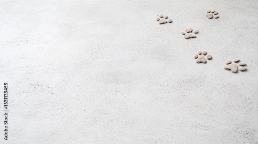 Poster pawsitive trail: a subtle series of paw prints traces a gentle path across a smooth surface, hinting
