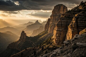 Dramatic Canyon Landscape at Sunset