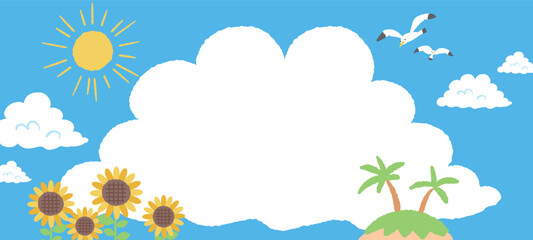 夏の雲の景色のイラスト