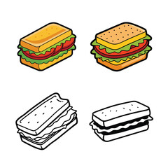 fast food icons Sandwich Vector
