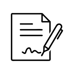 contract signing icon, black outline, modern design