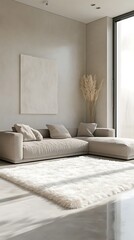 Fototapeta premium a modern living room interior with a white sofa